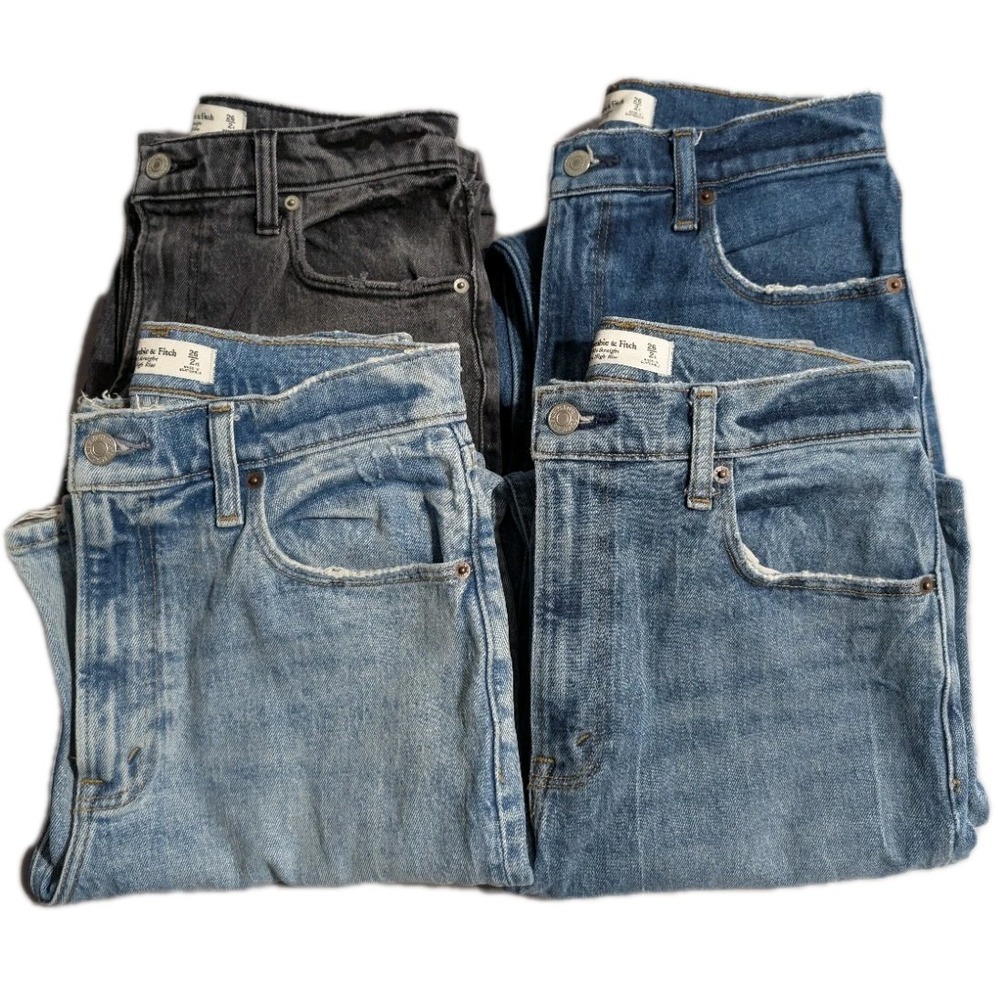 Abercrombie 90s‎ Straight Jeans Lot 4 Womens 26 / 2 Short Ultra High Rise Bundle